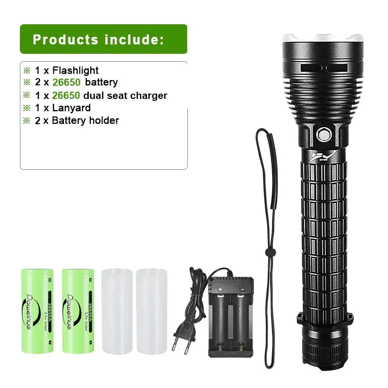 2023 New XHP190 Led Diving Flashlight IPX8 Underwater Waterproof 800M Professional Diving Torch L2 Underwater Lighting Work Lamp