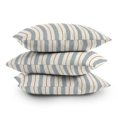 26" x 26" Little Arrow Design Co. Ivy Stripes Outdoor Throw Pillow Cream/Blue - Deny Designs