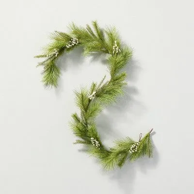 6' Faux Needle Pine & Snowberry Christmas Garland - Hearth & Hand with Magnolia