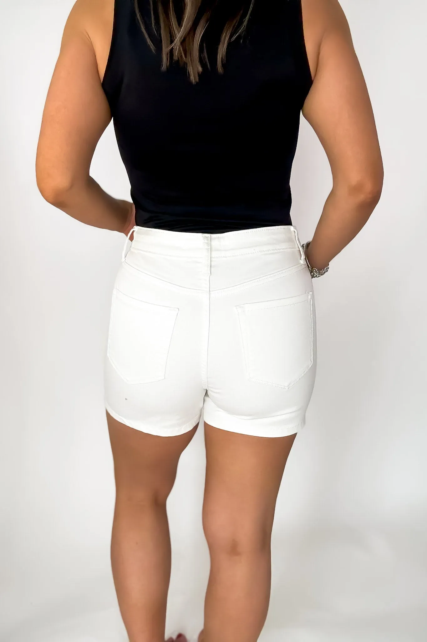 A Sight To See Ivory High Rise Color Jean Shorts