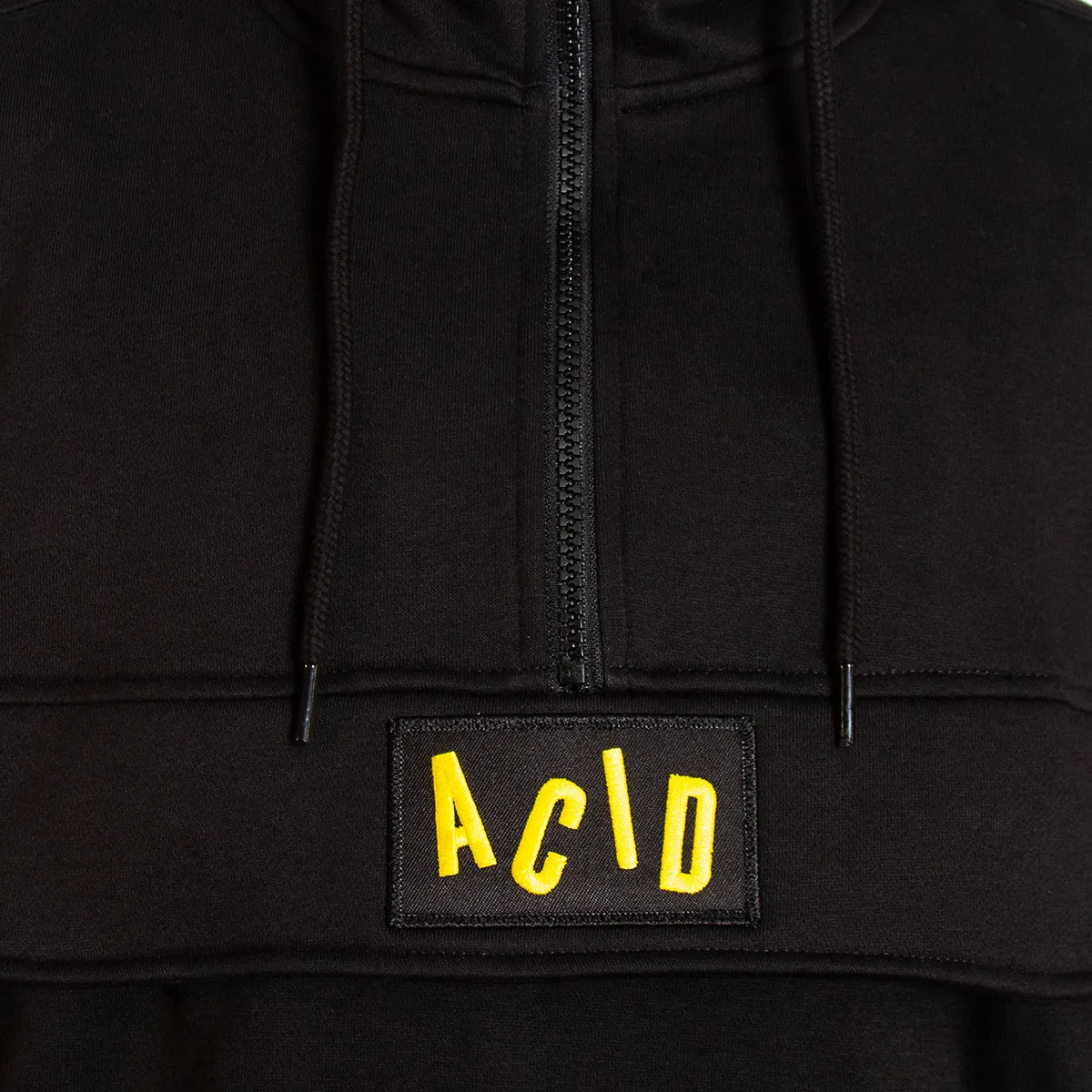 Acid Letter - 3/4 Zipped Pullover Hood - Black