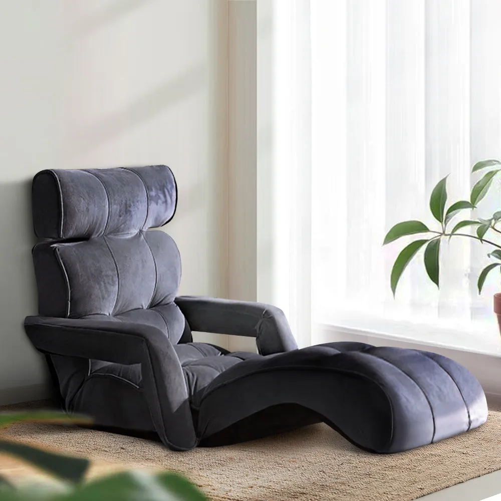 Adjustable Lounger with Arms - Charcoal