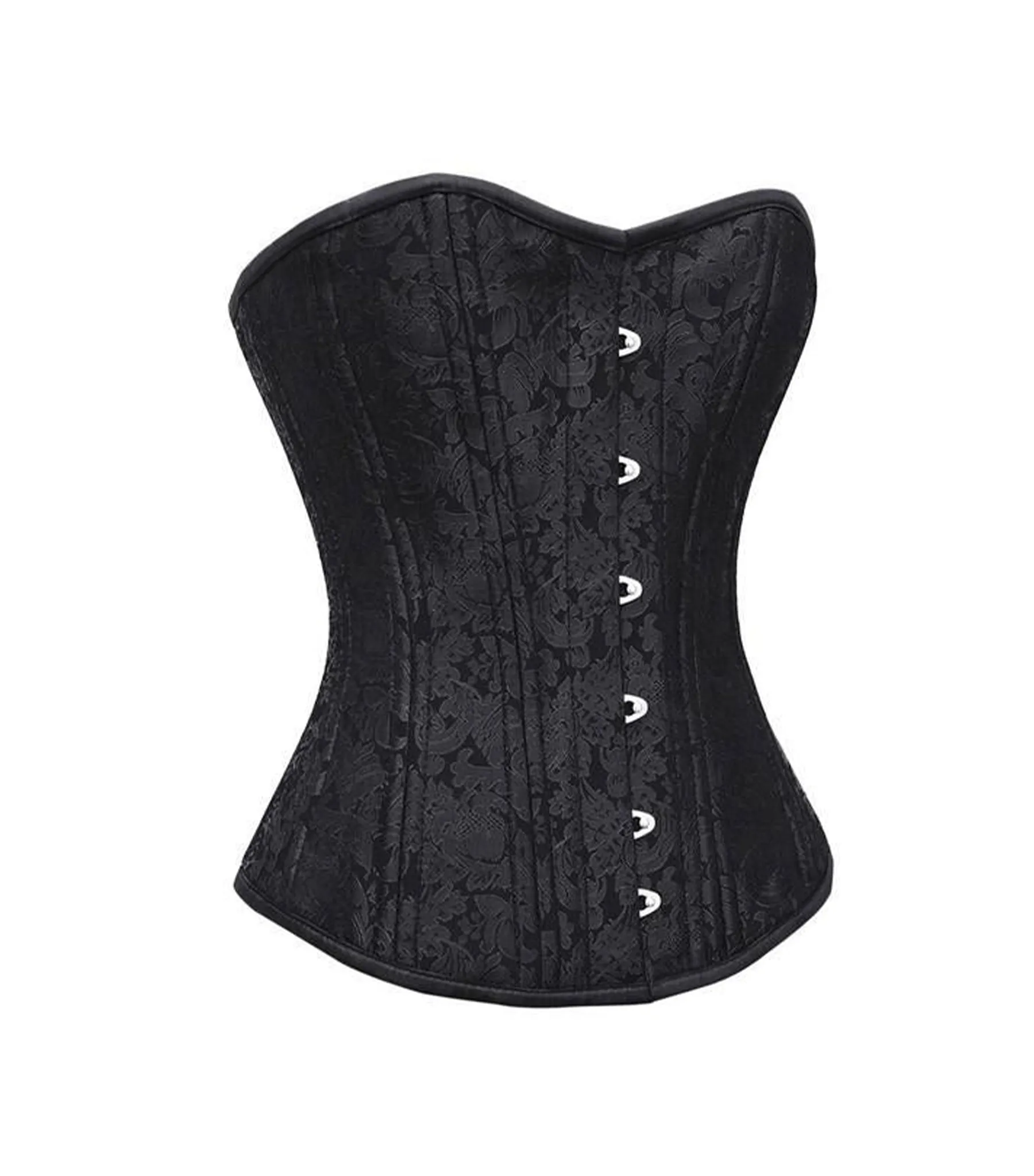 Affra Black Brocade Waist Training Overbust Corset