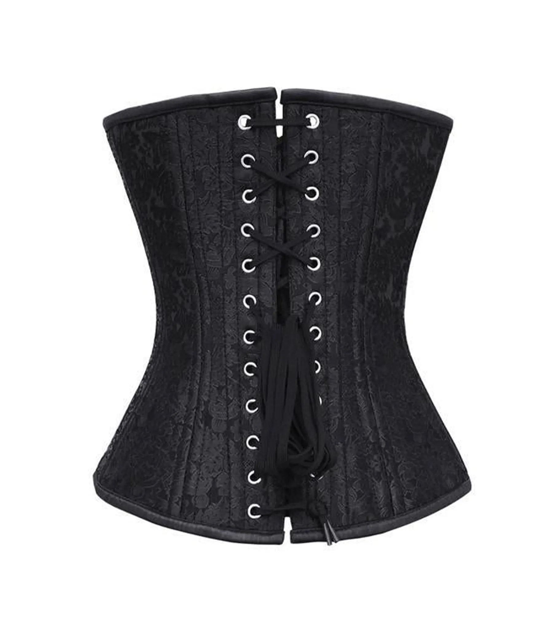 Affra Black Brocade Waist Training Overbust Corset