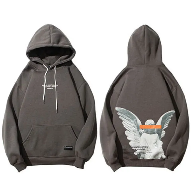 Angel God Print Fleece Hoodie