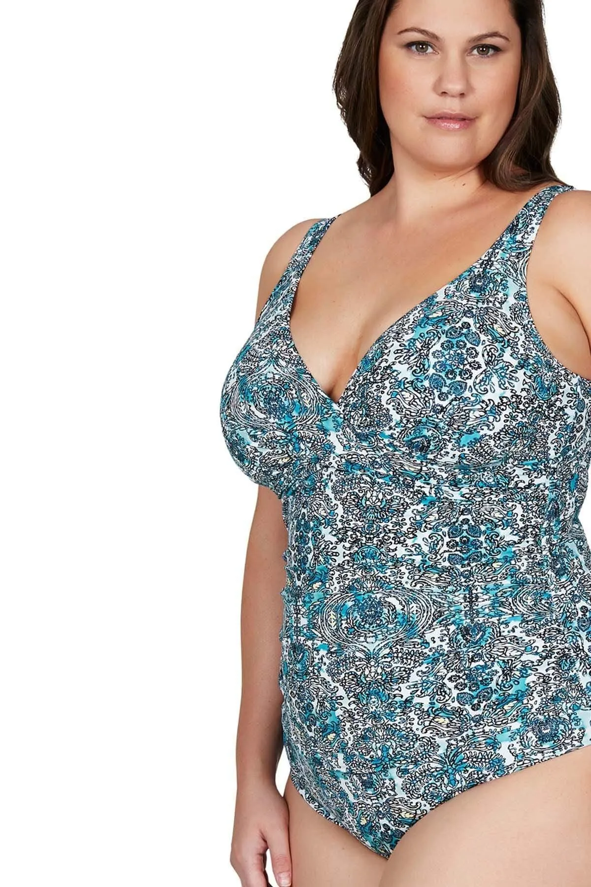 Artesands  Floral Aqua Tankini Plus Size