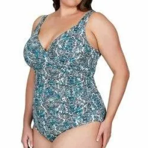 Artesands  Floral Aqua Tankini Plus Size