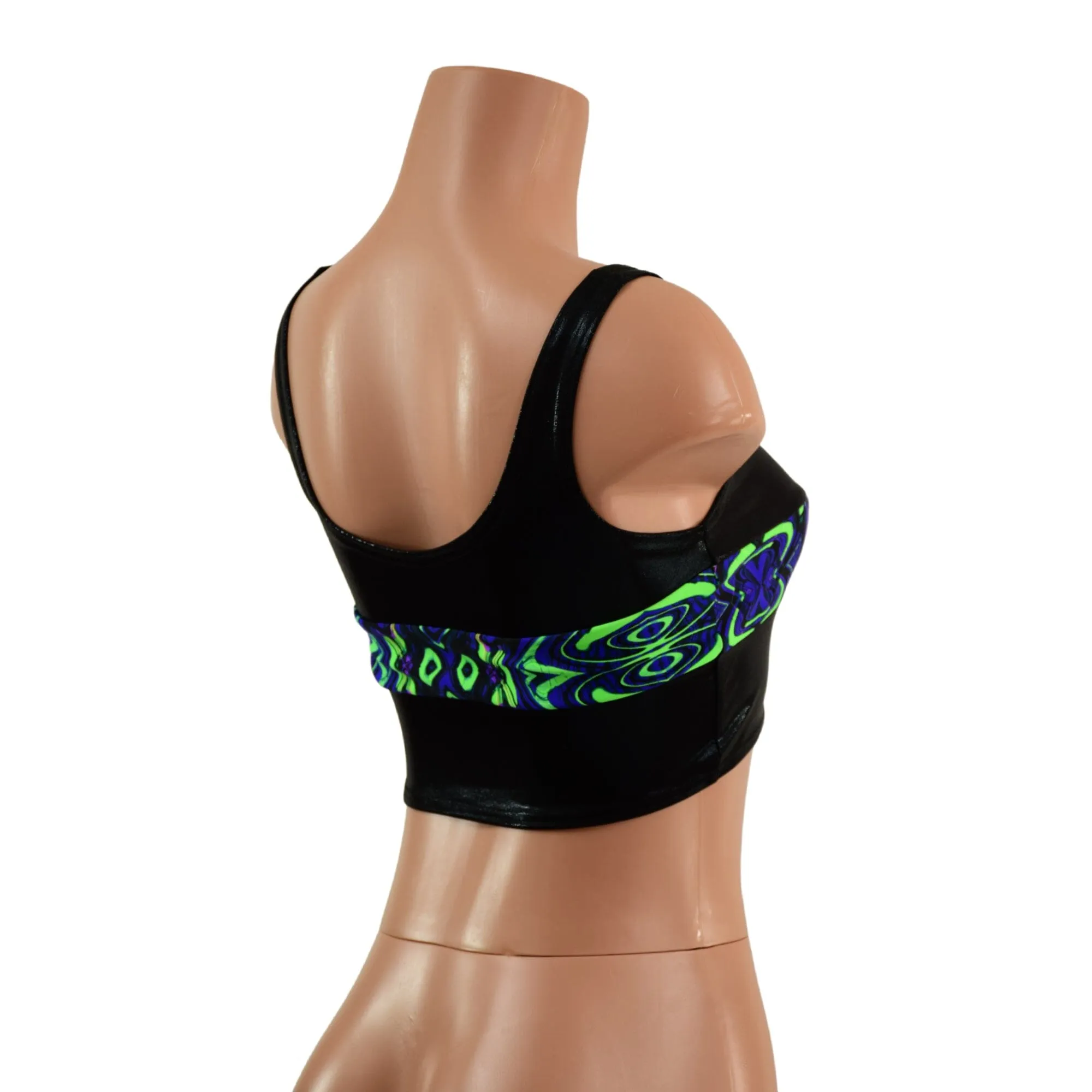 Black Mystique and Neon Melt Skinny Strap Mini Crop Tank Top