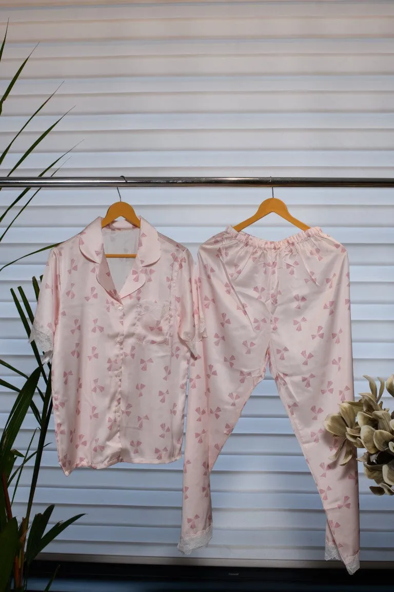 Blush Baby Pink Half Sleeves and Full Pant Lounge Wear