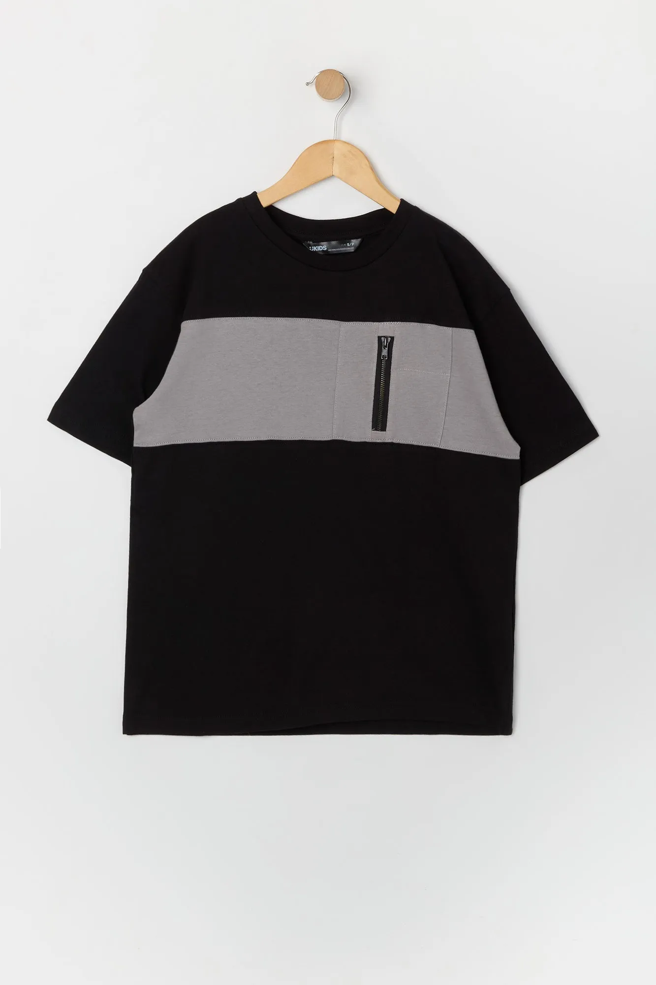 Boys Colourblock Zip Pocket T-Shirt