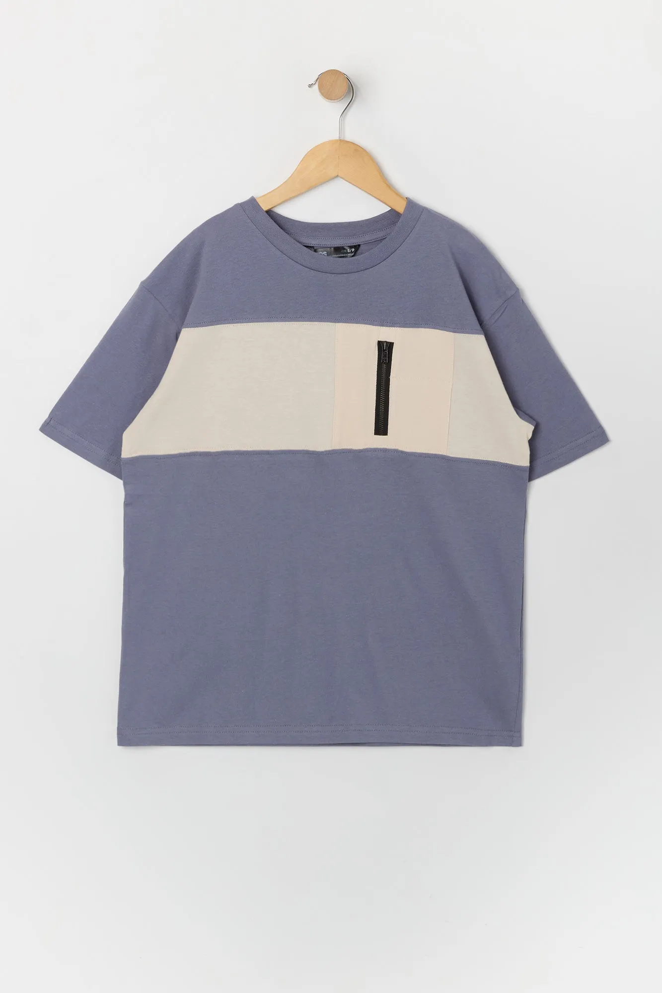 Boys Colourblock Zip Pocket T-Shirt