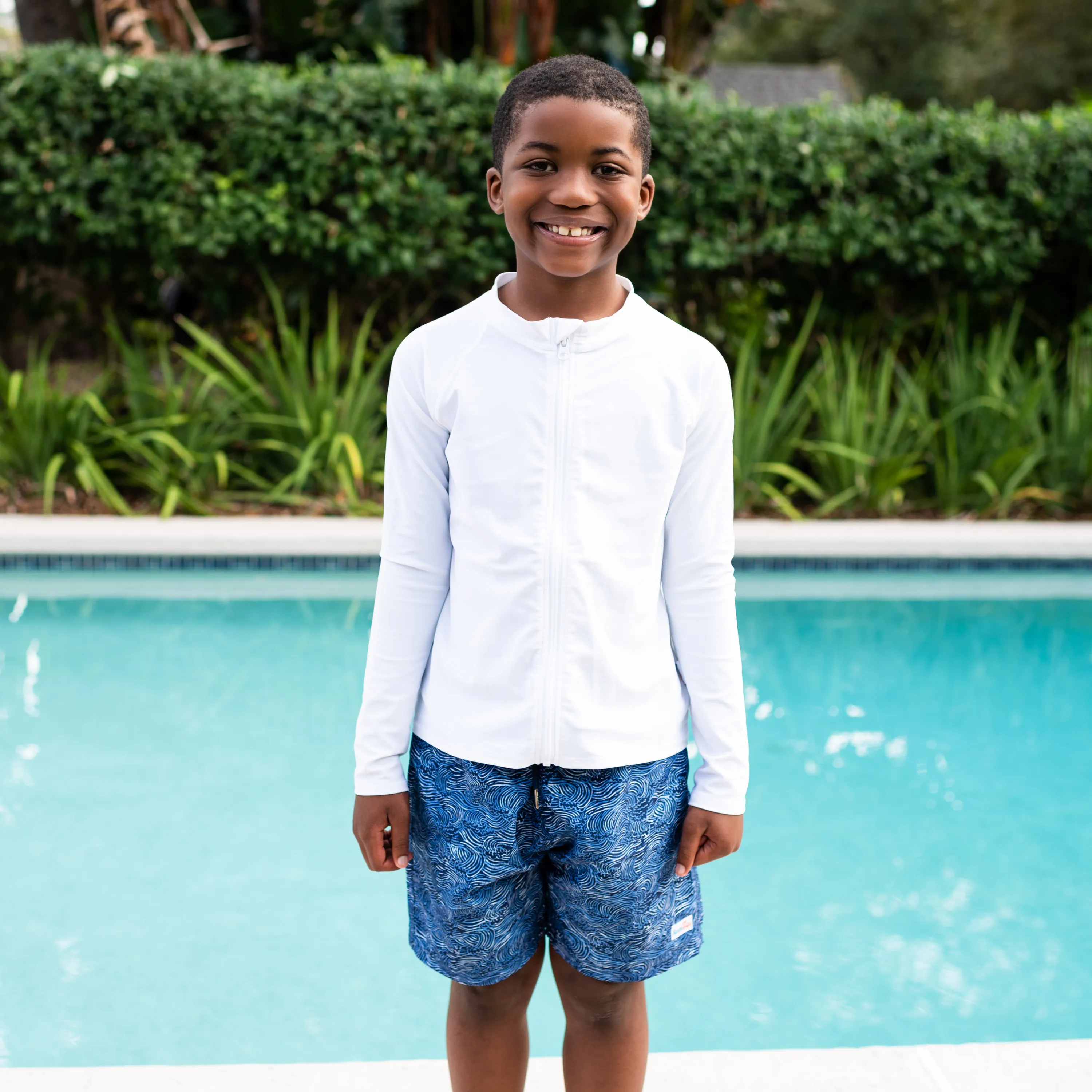 Boys Swim Trunks Boxer Brief Liner (sizes 6-14) | "Ocean Breeze"