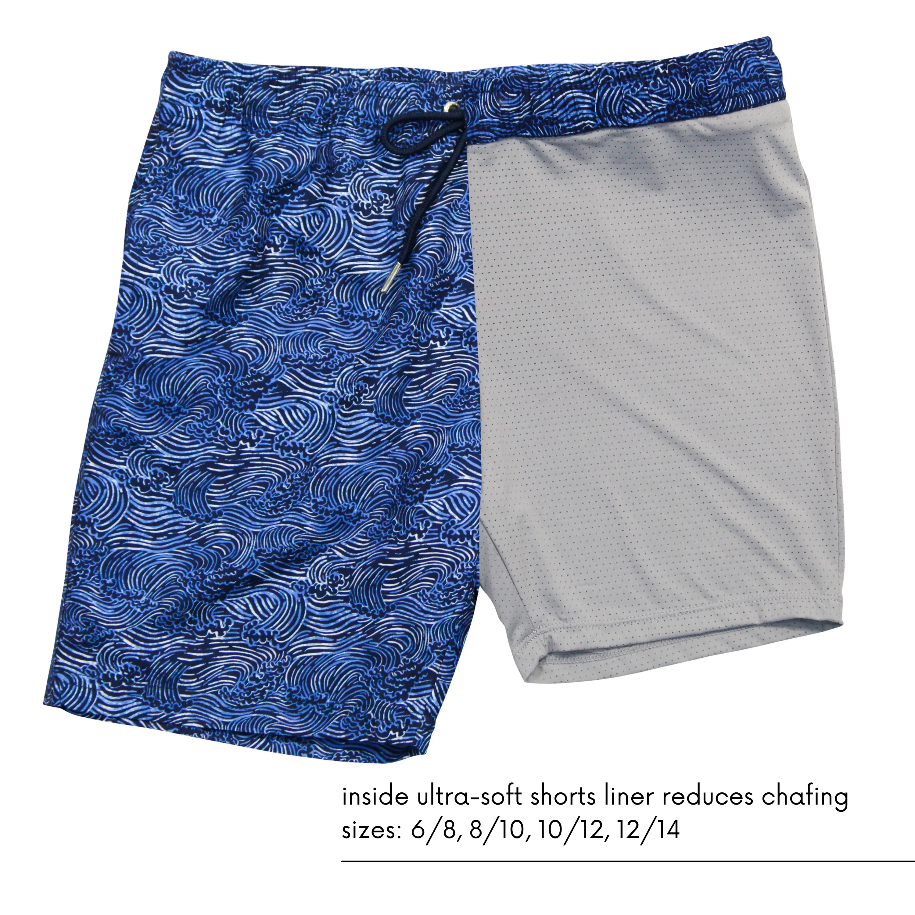 Boys Swim Trunks Boxer Brief Liner (sizes 6-14) | "Ocean Breeze"