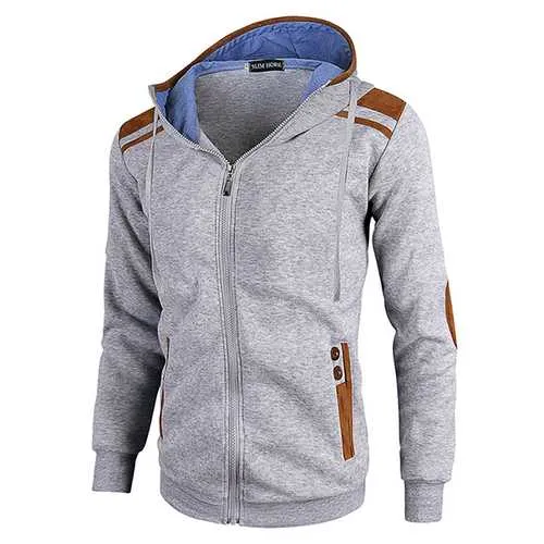 Casual Zipper Deerskin Stitching Sport Hoodies