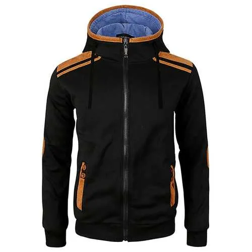 Casual Zipper Deerskin Stitching Sport Hoodies