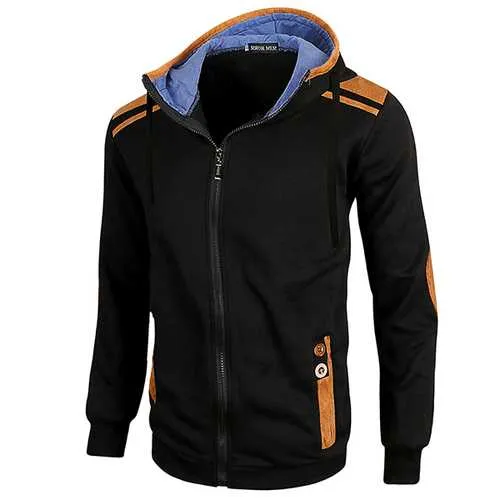 Casual Zipper Deerskin Stitching Sport Hoodies