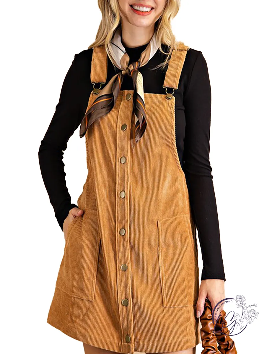 Catching Up Corduroy Overall Dress