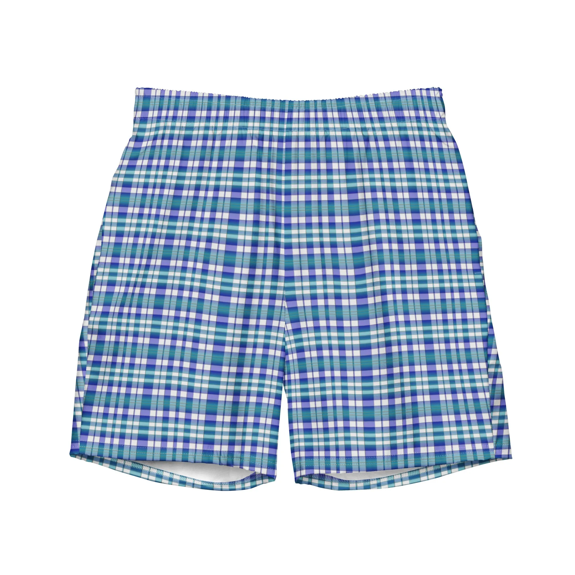 Checkered men's swim trunks