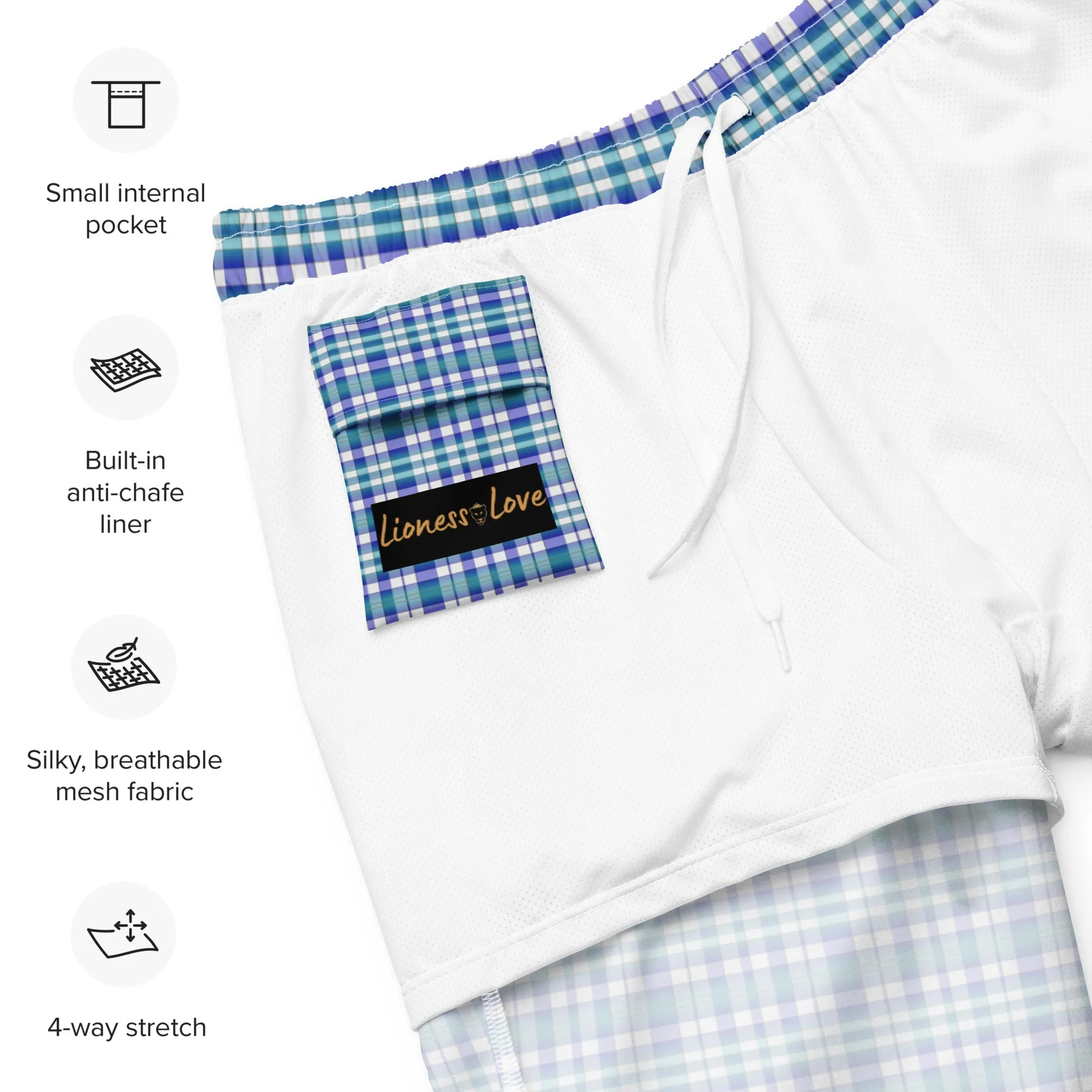 Checkered men's swim trunks