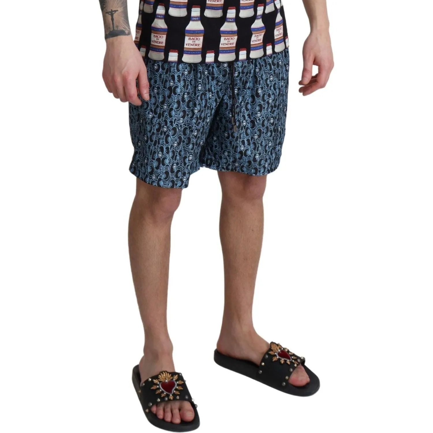 Dolce & Gabbana Chic Blue Drawstring Swim Trunks