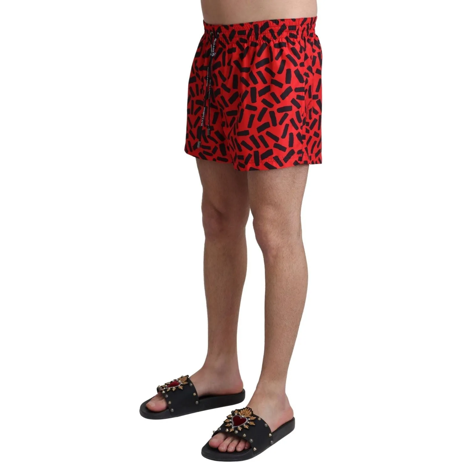 Dolce & Gabbana Radiant Red Drawstring Swim Trunks