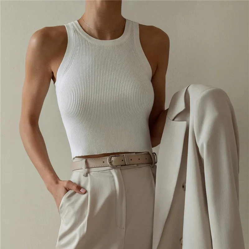 DressBetty - Y2K Sleeveless Knitted Crop Tops