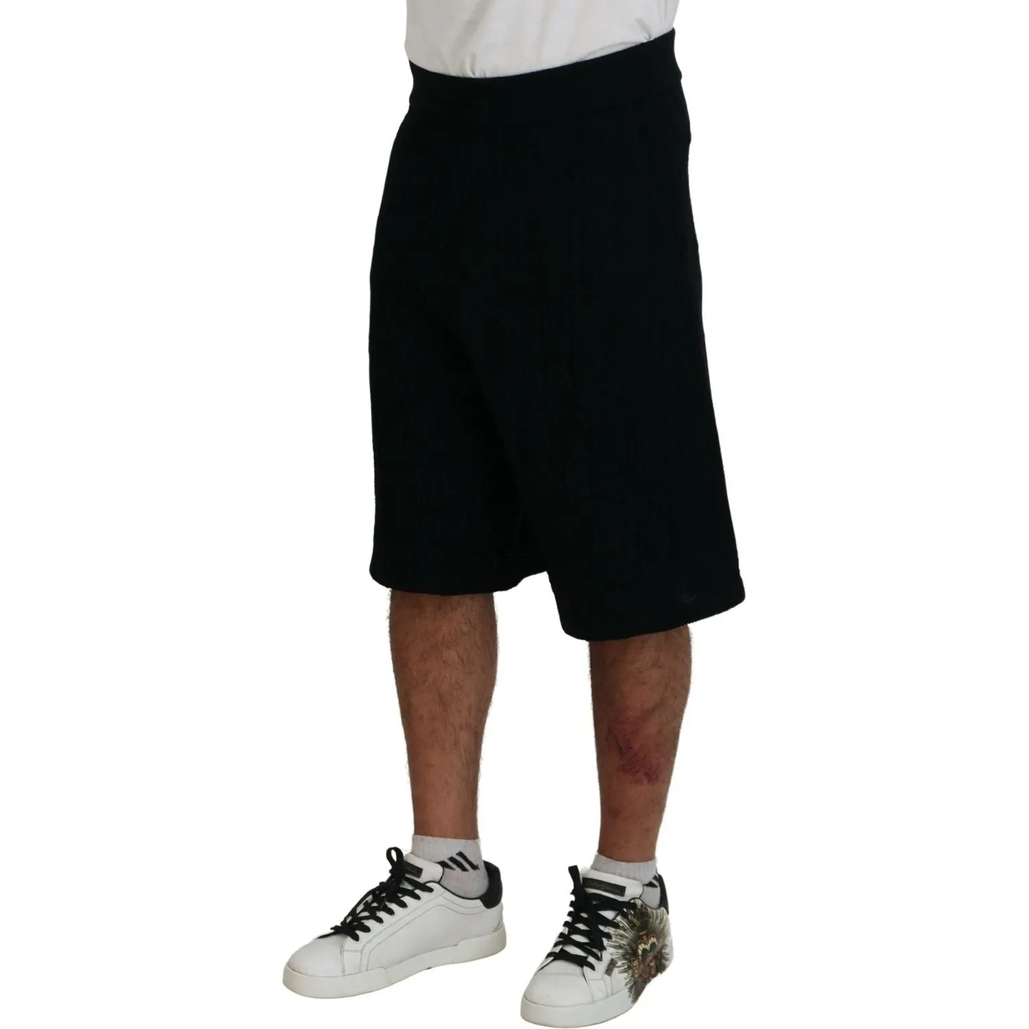 Dsquared² Black Solid Pull On Men Casual Bermuda Shorts