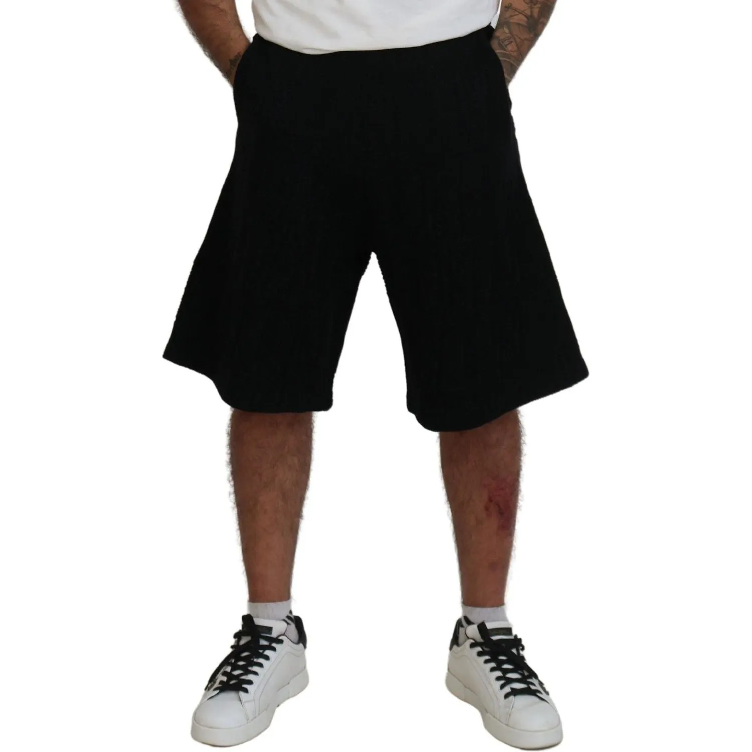 Dsquared² Black Solid Pull On Men Casual Bermuda Shorts