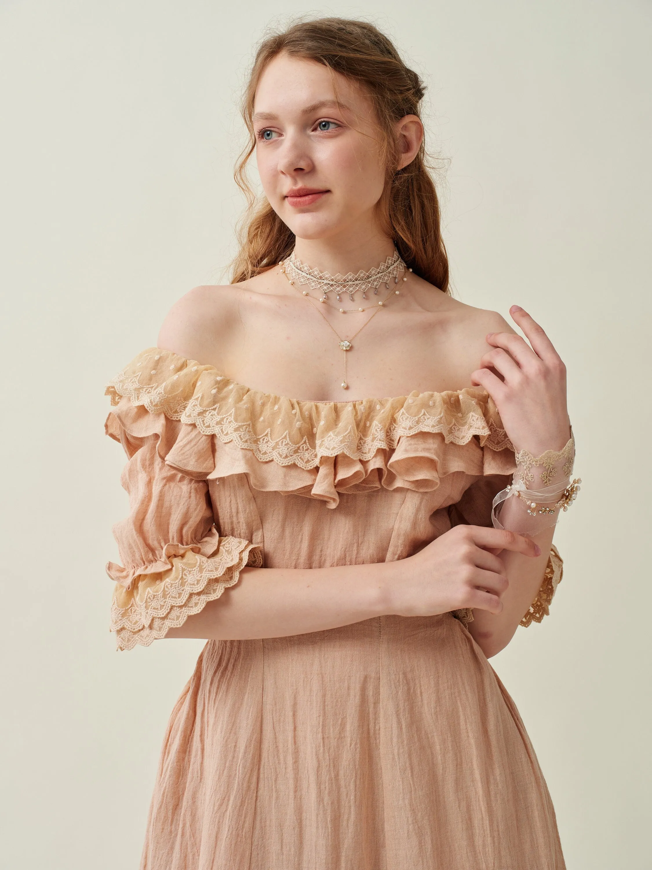 Elysia 15 | Lace-up linen flared dress