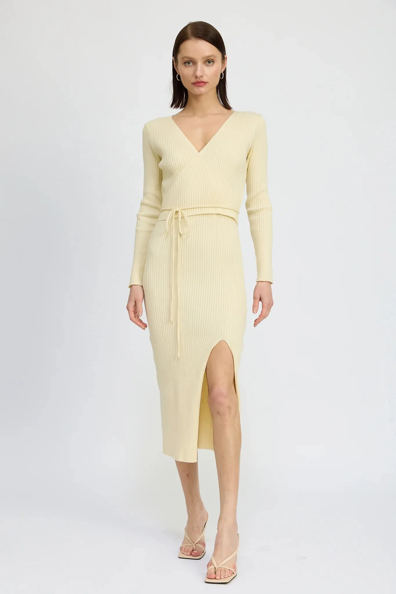 En Saison Merril Ribbed Midi Dress