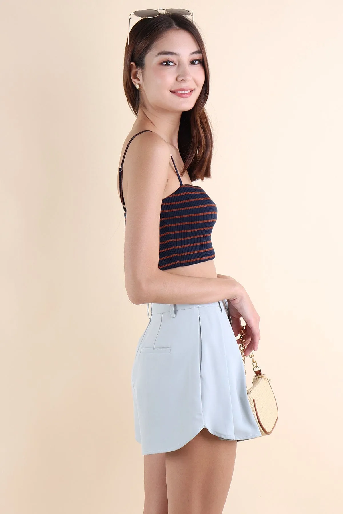 FELIZ STRIPES PADDED TOP IN NAVY