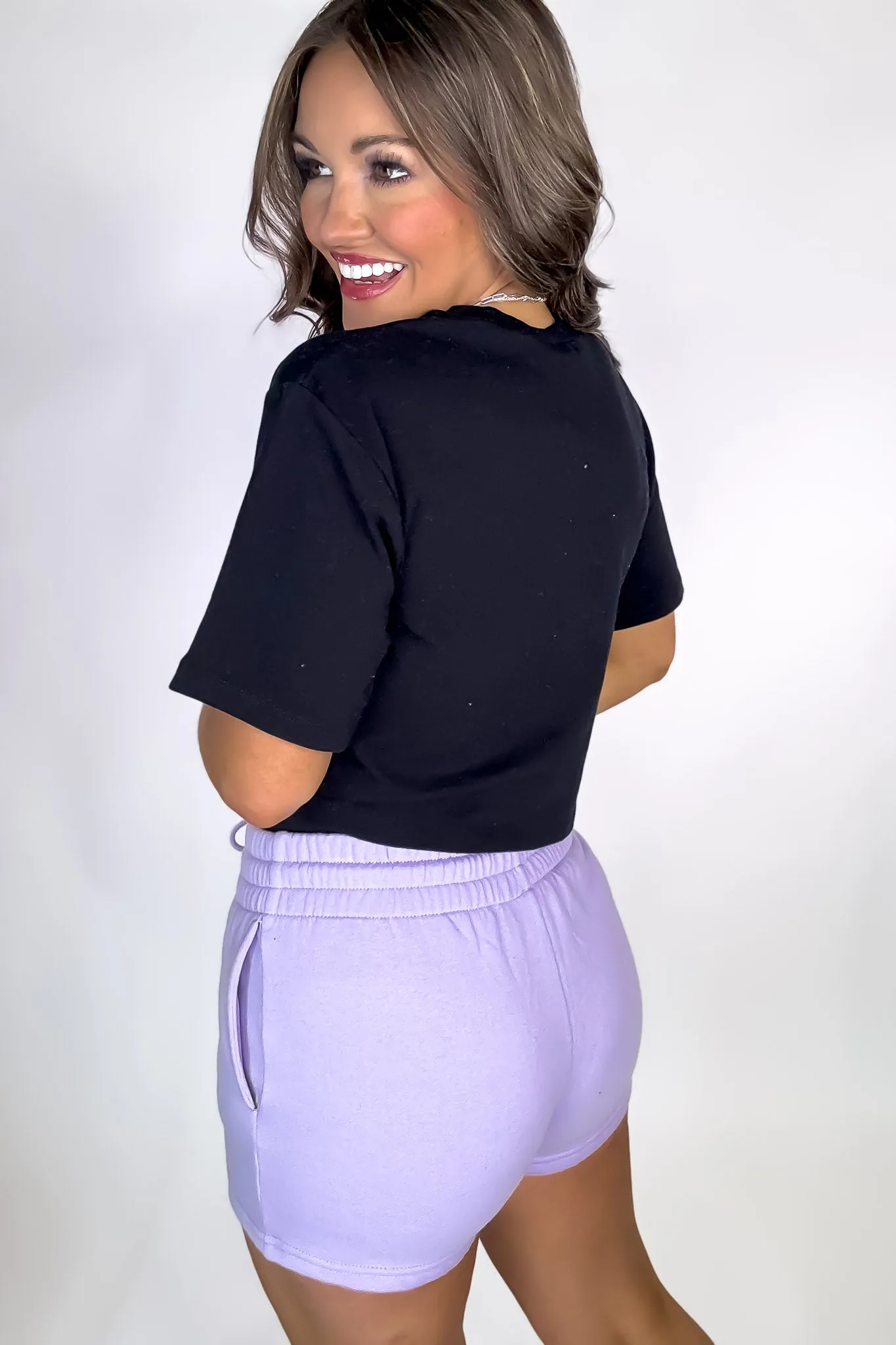 Finishing Touch Lavender Solid Fleece Lounge Sweat Shorts