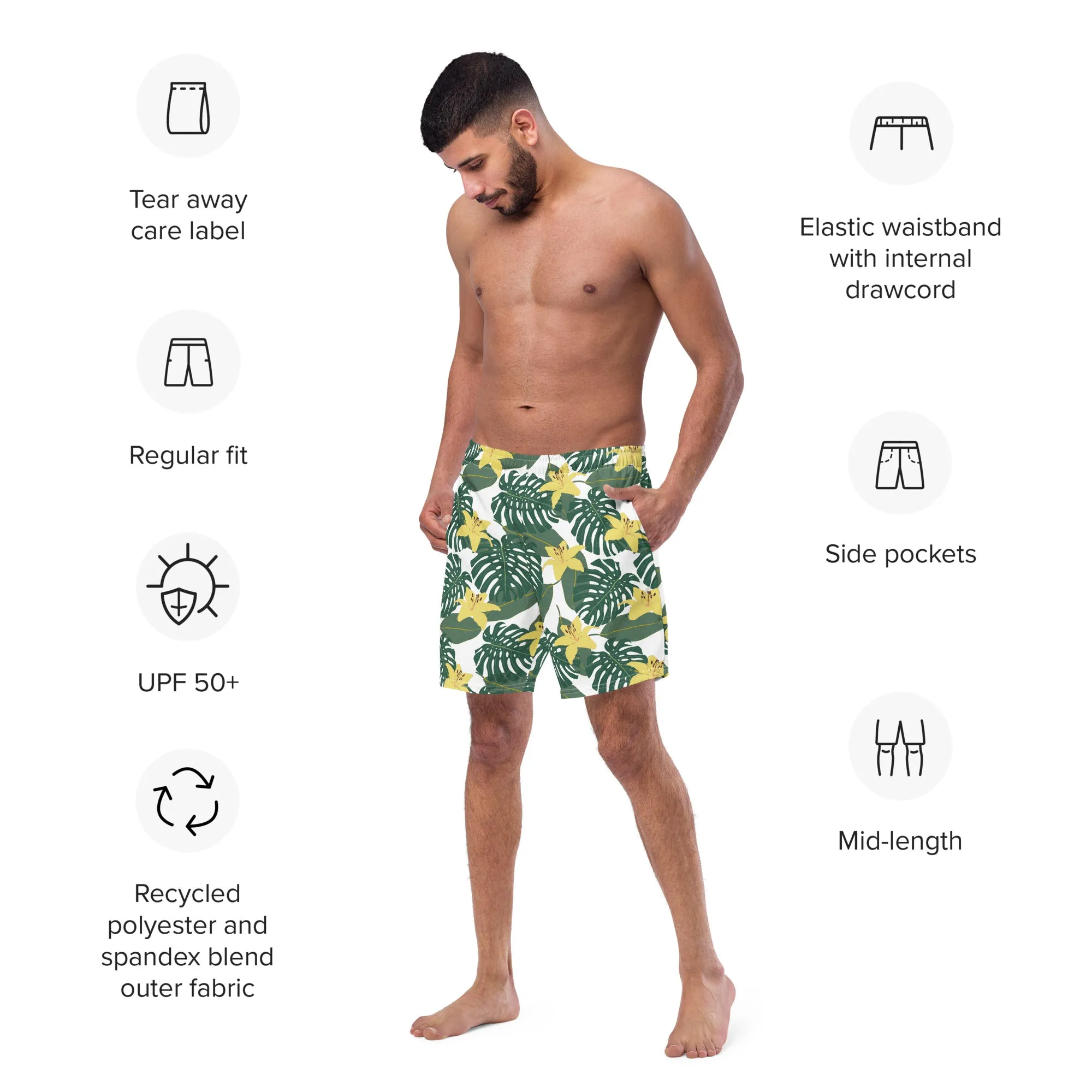 Flower printed swim trunk for men