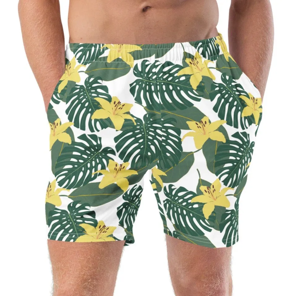 Flower printed swim trunk for men