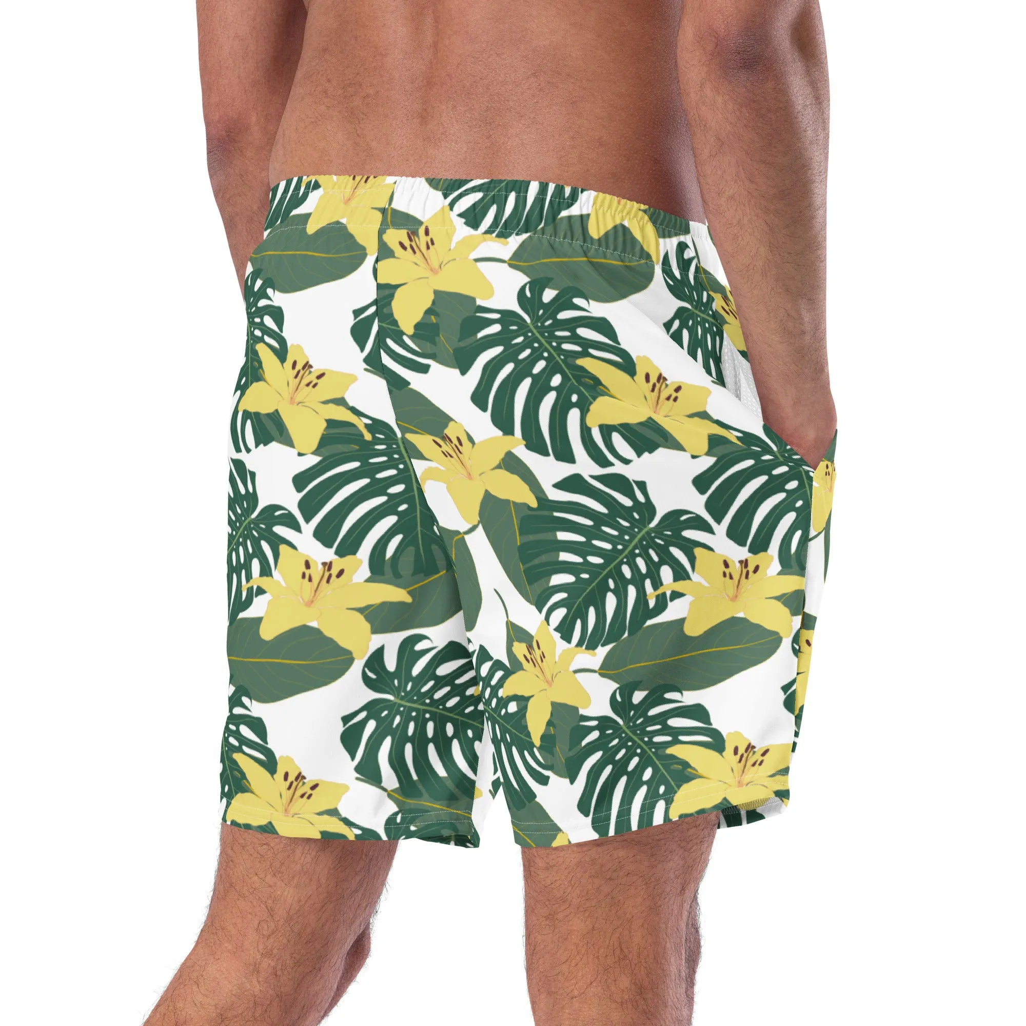 Flower printed swim trunk for men