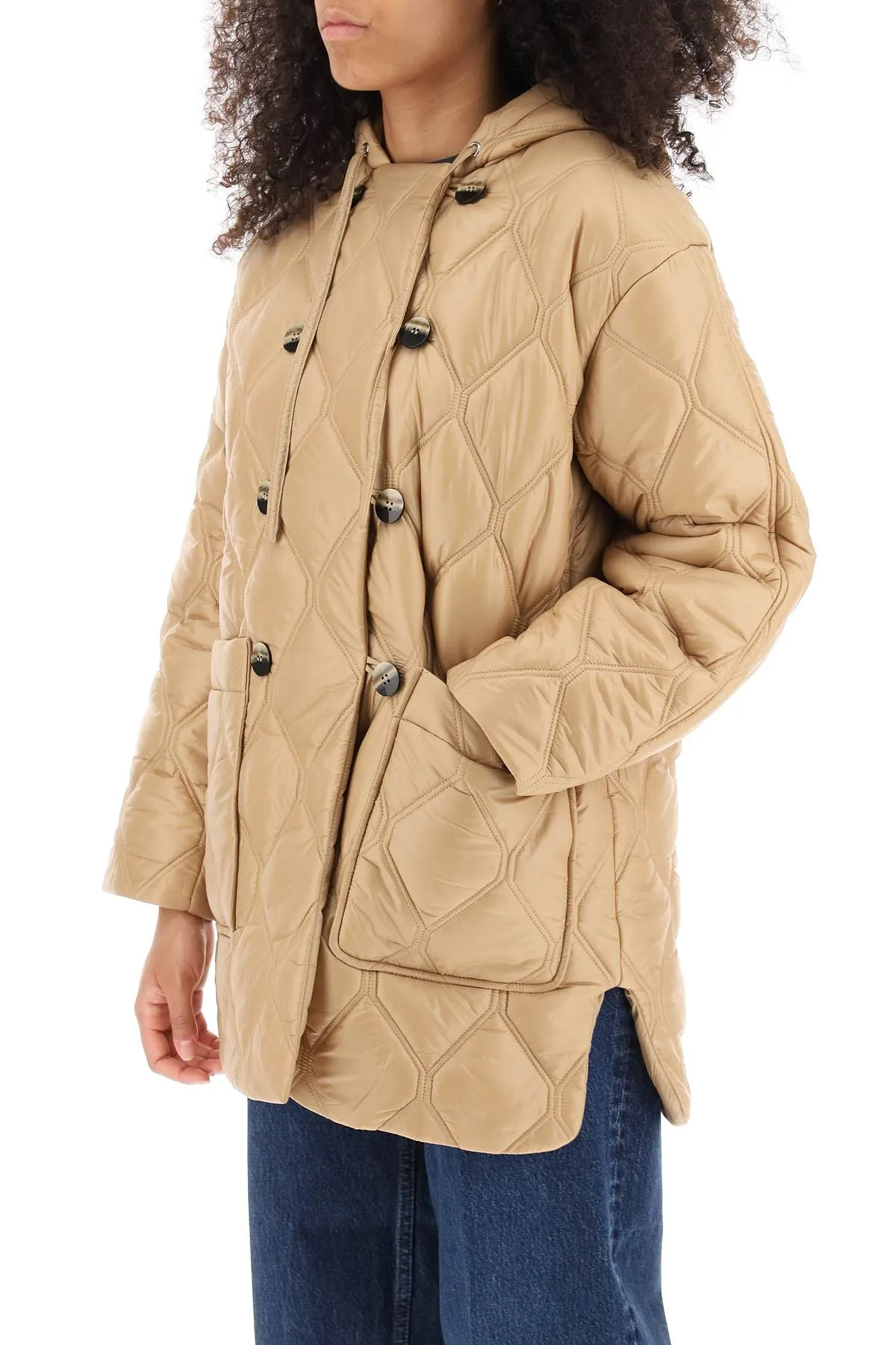 Ganni hooded quilted jacket