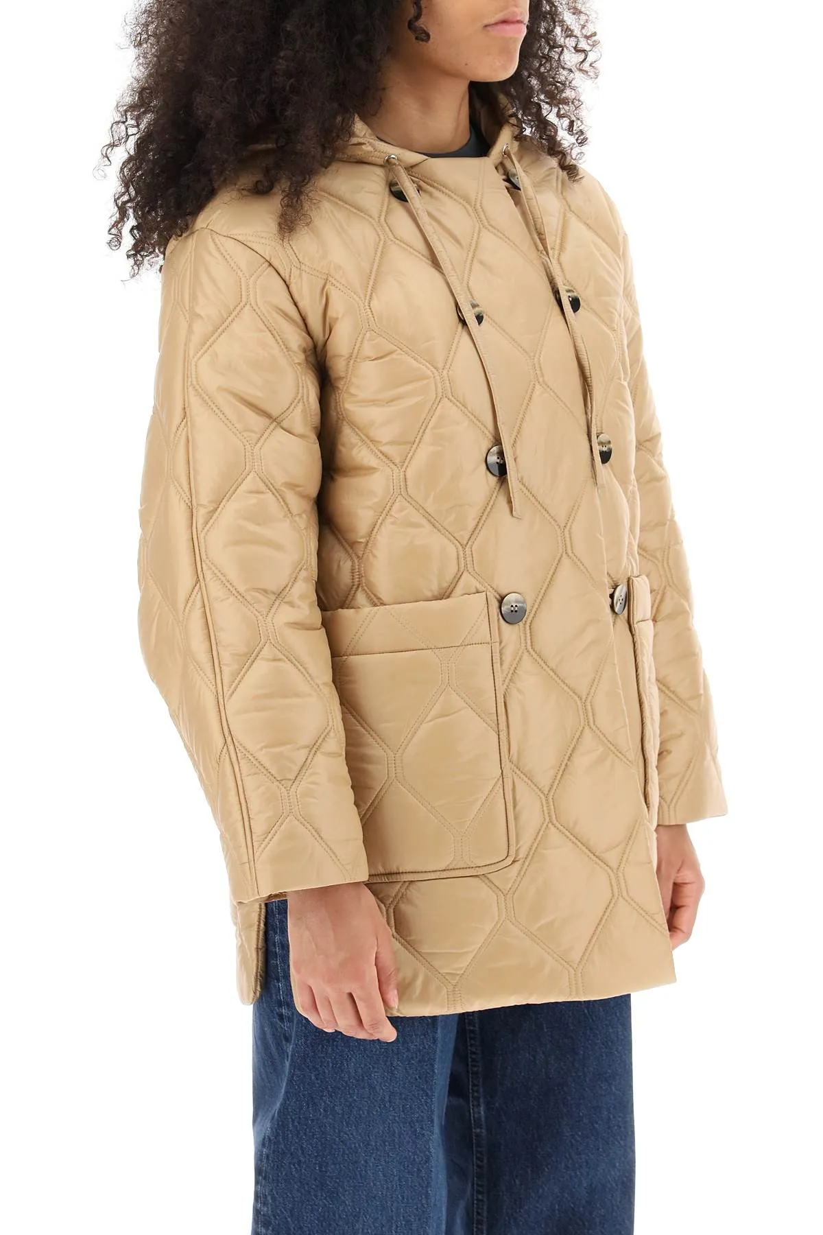 Ganni hooded quilted jacket