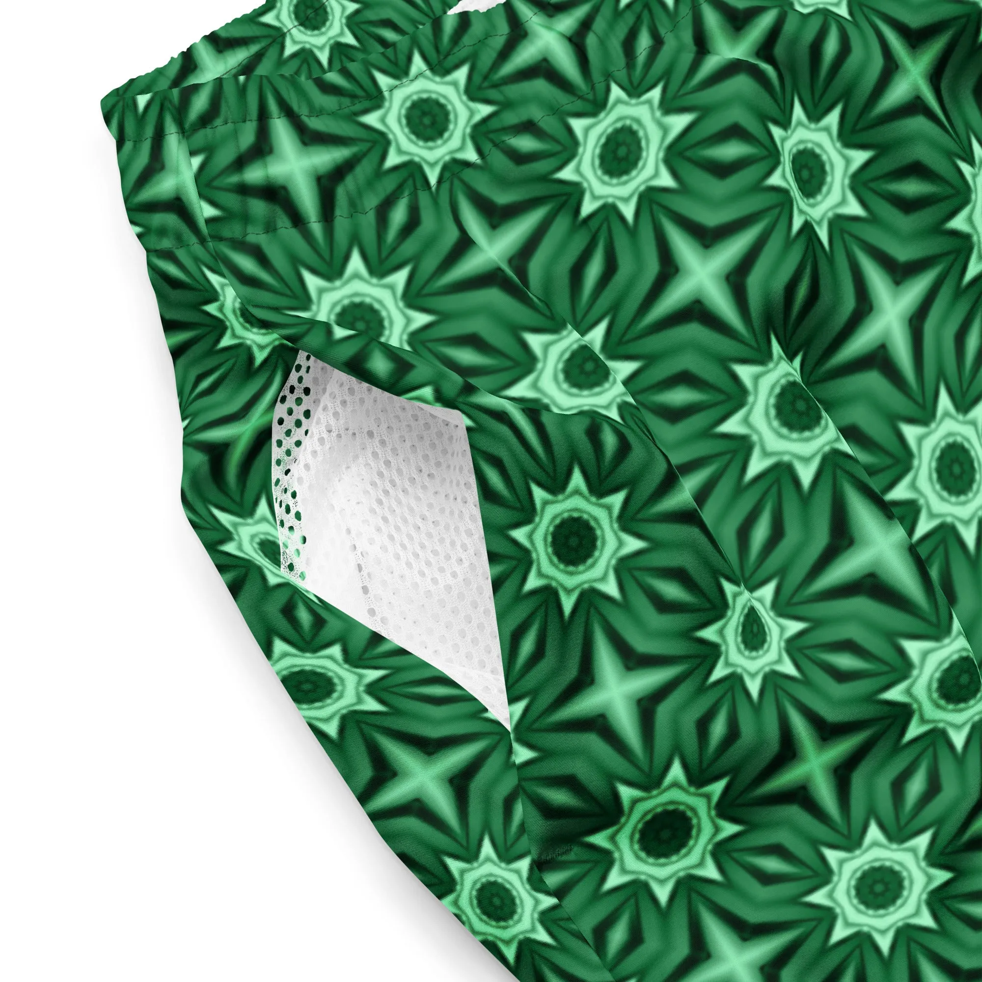 Green floral swim trunks for men