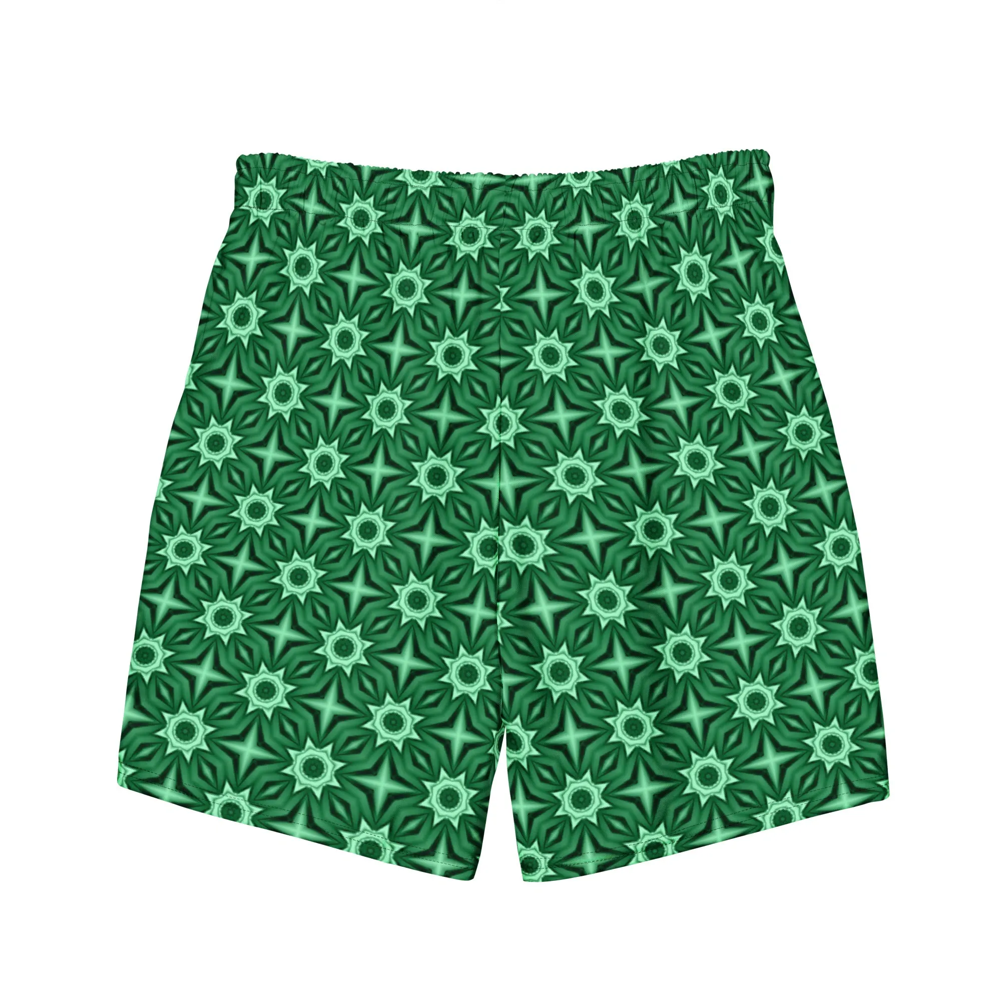 Green floral swim trunks for men