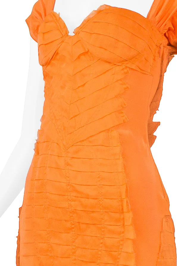 GUCCI BY TOM FORD ORANGE SILK COCKTAIL DRESS 2004