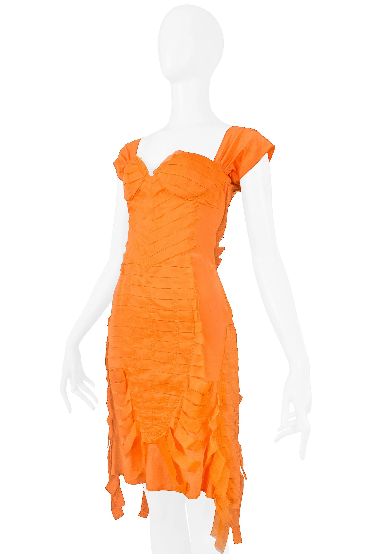 GUCCI BY TOM FORD ORANGE SILK COCKTAIL DRESS 2004