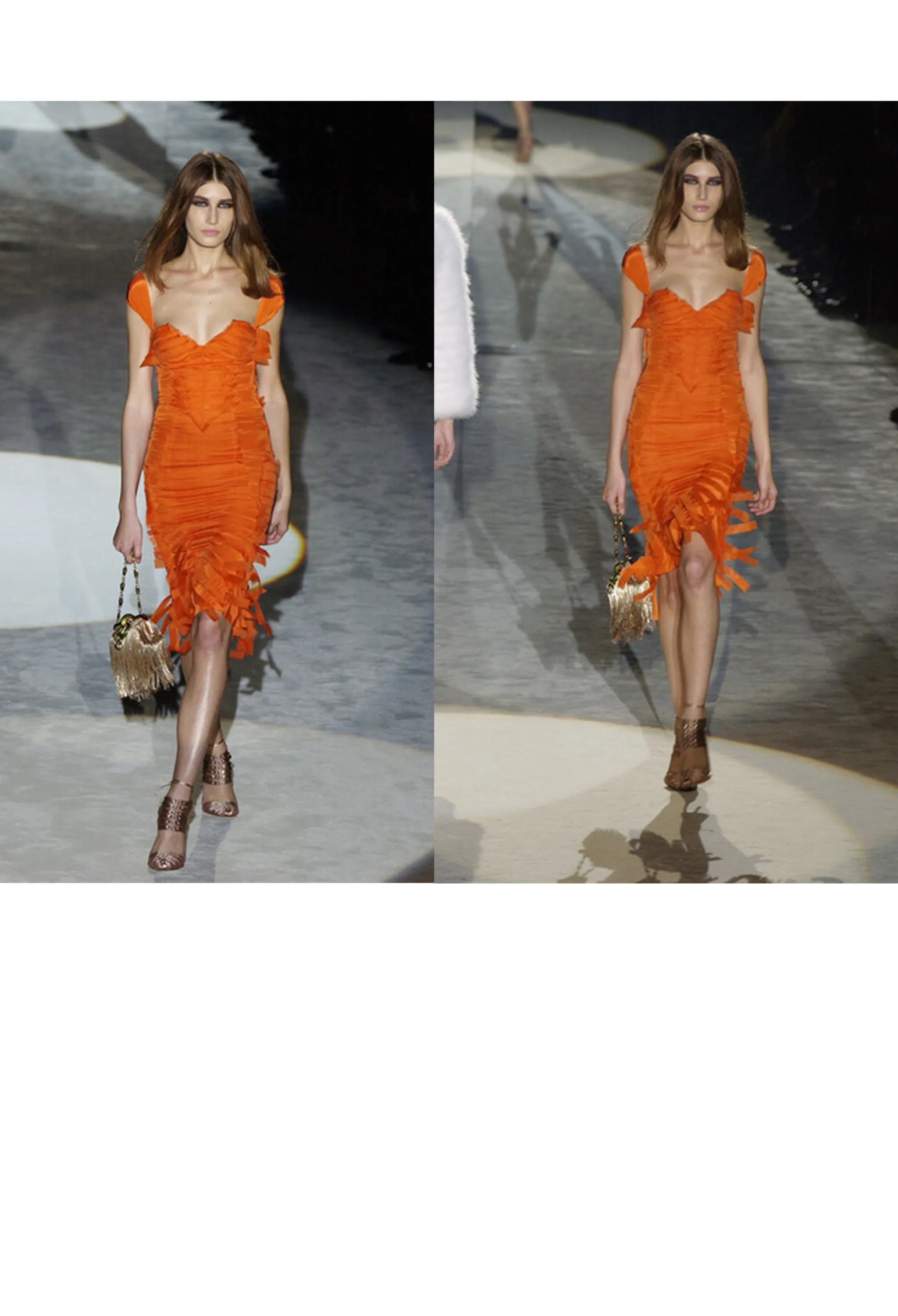 GUCCI BY TOM FORD ORANGE SILK COCKTAIL DRESS 2004