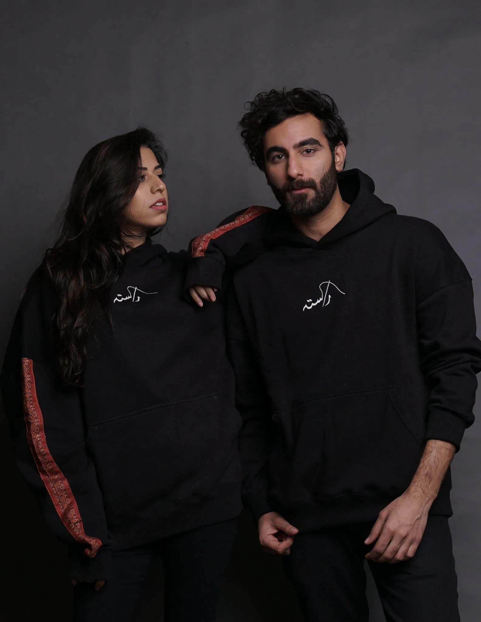 Hand Crafted Unisex Matte Black Mughal Horseback Hoodie