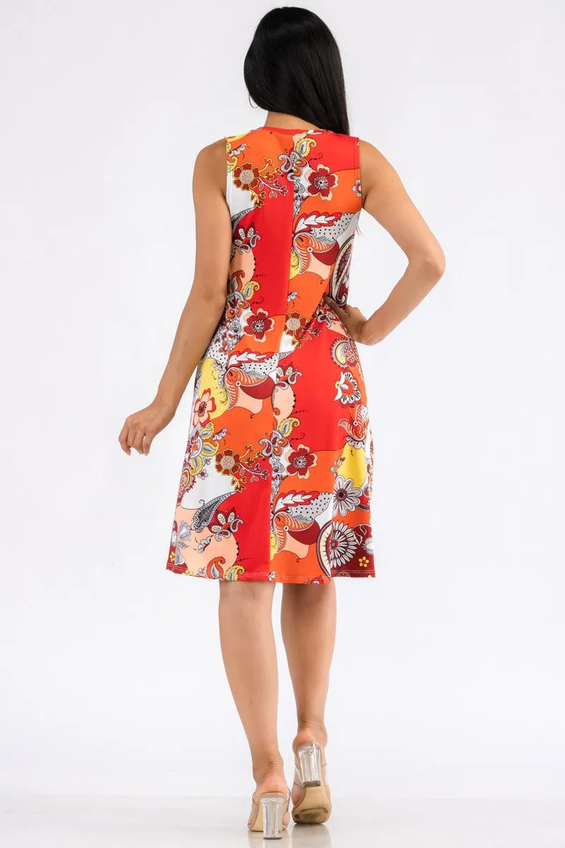 HH696X-PAISLEY - RELAXED FIT SLEEVELESS DRESS