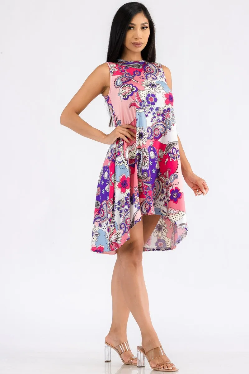 HH696X-PAISLEY - RELAXED FIT SLEEVELESS DRESS