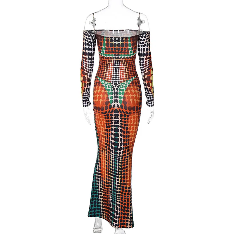 Hypnotic Print Party Dress