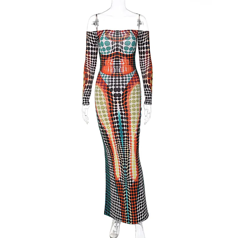 Hypnotic Print Party Dress