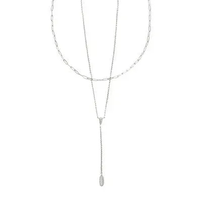 Kendra Scott Jaimee Rhodium Over Brass Multi-Strand Necklace - Silver