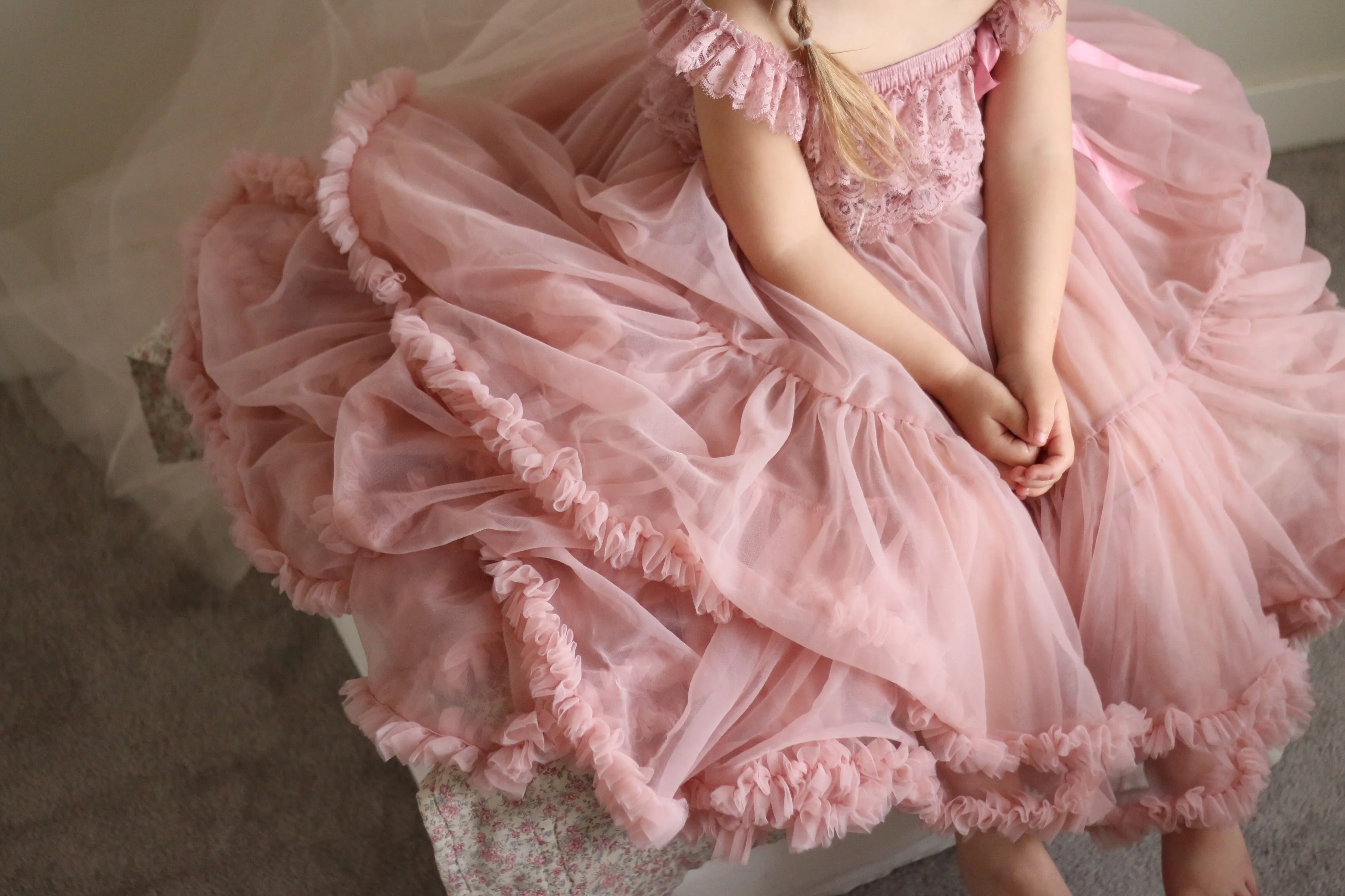 Kryssi Kouture Exclusive Girls Dusty Rose Spencer Tulle Spin Dress