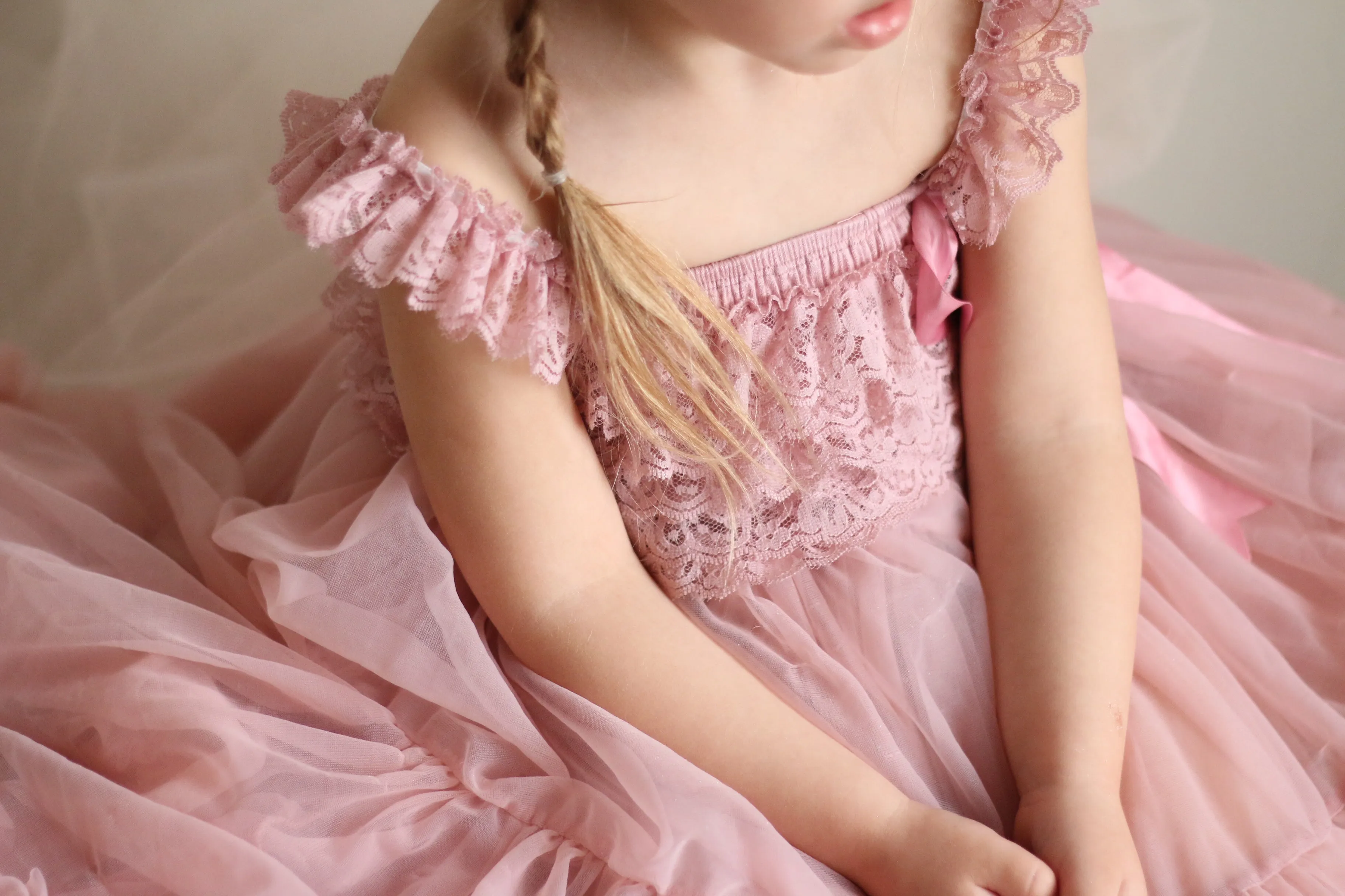 Kryssi Kouture Exclusive Girls Dusty Rose Spencer Tulle Spin Dress